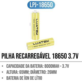 PILHA +18650 8000MAH 3.7V- LUATEK