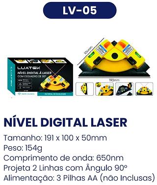 NIVEL DIGITAL LASER COM ESQUADRO DE 90° LUATEK