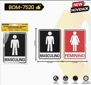 PLACA DE AVISO - BANHEIRO MASCULINO E FEMININO (1 UNIDADE) BOMVINK