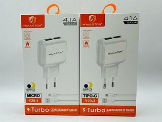 CARREGADOR DE VIAGEM TURBO 4.1A 2USB HMASTON