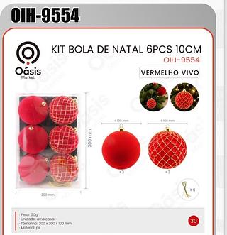 KIT BOLA DE NATAL 6PCS 10CM OÁSIS