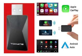 ADAPTADOR WIRELESS CARPLAY+ANDROID AUTO 2EM1 TOMATE