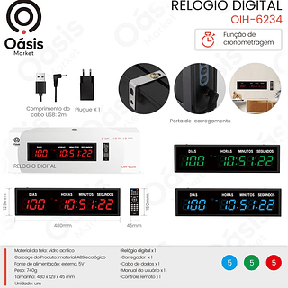 RELOGIO DIGITAL OÀSIS MARKET