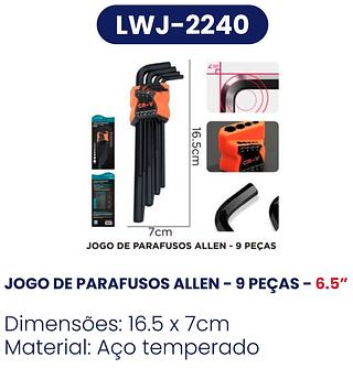 JOGO DE PARAFUSOS ALLEN-9PECAS 6.5`` LUATEK