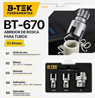 ABRIDOR DE ROSCA PARA TUBOS B-TEK FERRAMENTAS