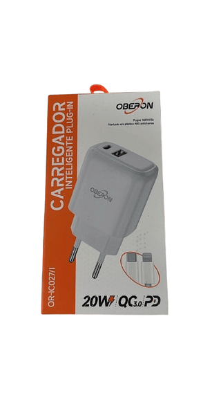 CARREGADOR INTELIGENTE PLUG-IN 20W QC3.0 PD OBERON
