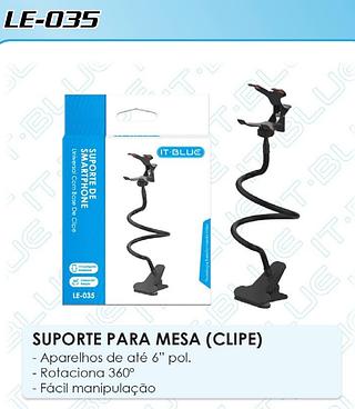 SUPORTE DE SMARTPHONE UNIVERSAL COM BASE DE CLIPE ITBLUE