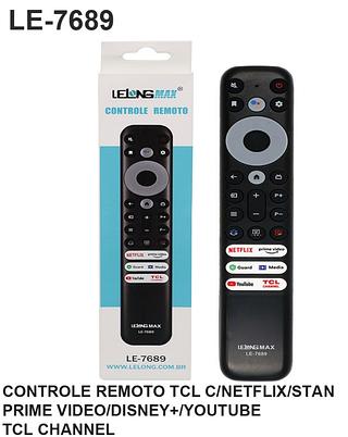 CONTROLE REMOTO TCL C/NETFLIX/STAN PRIME VIDEO/DISNEY+/YOUTUBE TCL CHANNEL LELONG