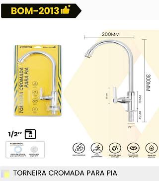 TORNEIRA CROMADA PARA PIA BOMVINK