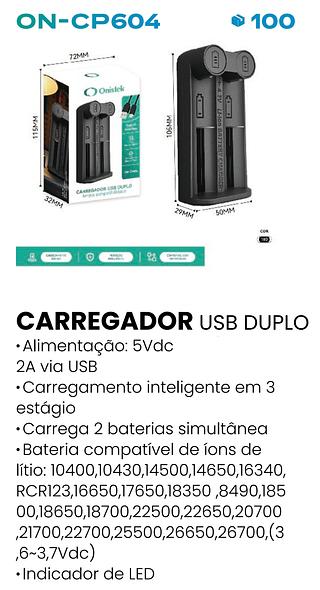 CARREGADOR USB DUPLO AMPLA COMPATIBILIDADE ONISTEK