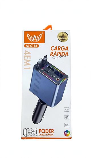 CARREGADOR VEICULAR CARGA RAPIDA QC3.0 RGB ALTOMEX