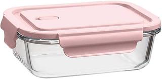 POTE DE VIDRO HERMÉTICO COM TAMPA UZ RETANGULAR ROSA