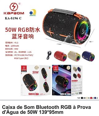 CAIXA DE SOM BLUETOOTH RGB A PROVA D` AGUA DE 50W 139*95MM KAPBOM