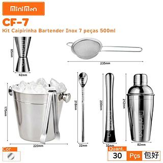 KIT CAIPIRINHA BARTENDER INOX 7 PEÇAS 500ML MINIMEN