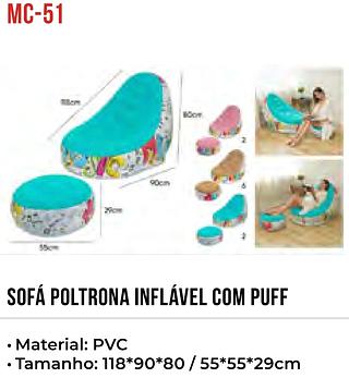 POLTRONA SUPER LOUNGE INFLÁVEL COM PUFF VG PLUS AMARELO SINGLE SIZE
