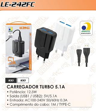 CARREGADOR RAPIDO 5.1A 2USB LELONG