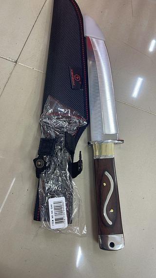 FACA CHURRASCO CAÇA E PESCA CABO ARTESANAL EM MADEIRA E METAL LUATEK