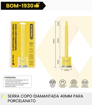 SERRA COPO DIAMANTADA 40MM PARA PORCELANATO BOMVINK