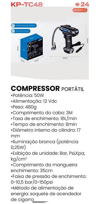 COMPRESSOR PORTATIL PARA PNEUS E PRODUTOS INFLAVEIS KNUP