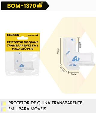 PROTETOR DE QUINA TRANSPARENTE EM L PARA MOVEIS BOMVINK