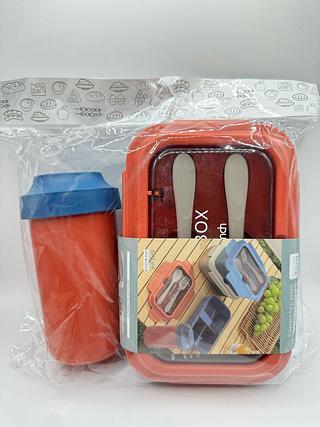 LANCHEIRA COM TALHERES + COPO 1200ML MADE BASICS