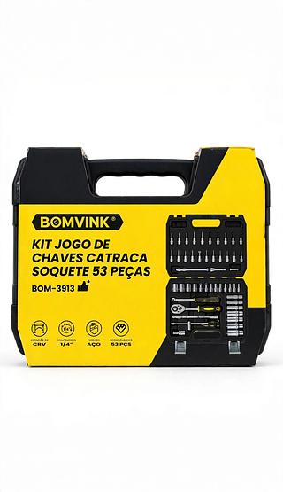 KIT JOGO DE CHAVES CATRACA SOQUETE 53 PEÇAS BOMINK