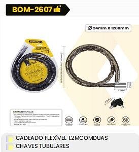CADEADO FLEXIVEL 1.2M COM DUAS CHAVES TUBULARES BOMVINK