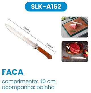 FACA AÇO INOX LUA TEK DETALHE PRATEADO CABO MADEIRA