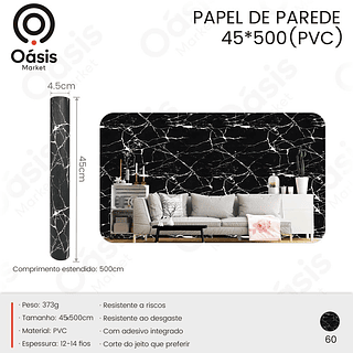 PAPEL DE PAREDE 45*500 (PVC) OÁSIS MARKET