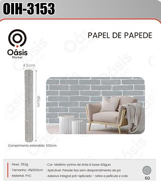 PAPEL DE PAREDE 45*500CM OÁSIS MARKET