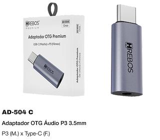 ADAPTADOR OTG PREMIUM USB-C (MACHO) X P3 (FEMEA) HREBOS PREMIUM