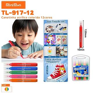 CANETINHA ACRILICA COLORIDA 12 CORES MINIMEN