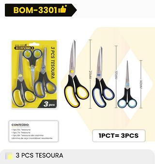 KIT DE TESOURAS 3 PEÇAS BOMVINK