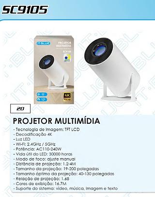 PROJETOR MULTIMIDIA 4K FULL HD 260ANSI 16.7M CORES IT-BLUE