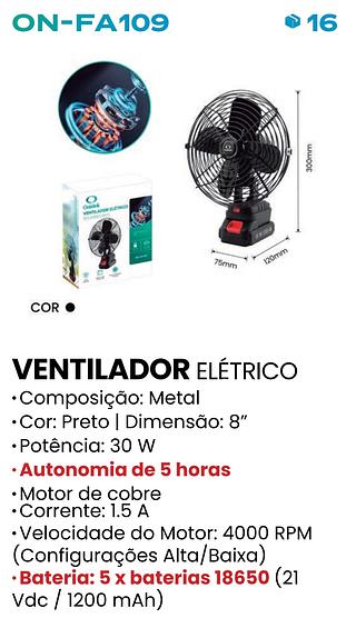 VENTILADOR ELETRICO RECARREGAVEL ONISTEK