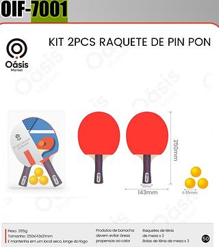 KIT 2PCS RAQUETE DE PIN PON OÁSIS MARKET