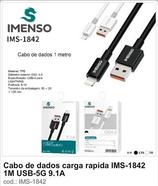 CABO DE CARREGAMENTO 9.1A USB-A PARA LIGHTNING IMENSO
