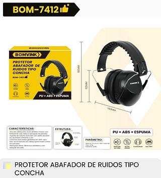PROTETOR ABAFADOR DE RUIDOS TIPO CONCHA BOMVINK