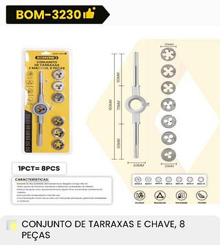 CONJUNTO DE TARRAXAS E CHAVE, 8PECAS BOMVINK