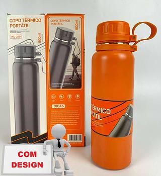 GARRAFA TERMICA 800ML A VACUO BAZIK(COM DESIGN)