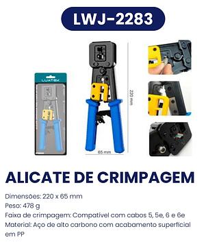 ALICATE CRIMPADOR PARA CABOS DE REDE LUATEK