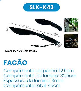 FACÃO KUCRI TÁTICO FULLTANG 45CM COM CABO PARACORD PRETO E BAINHA LUATEK
