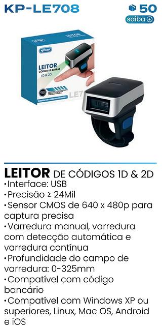 LEITOR DE CODIGOS 1D&2D KNUP