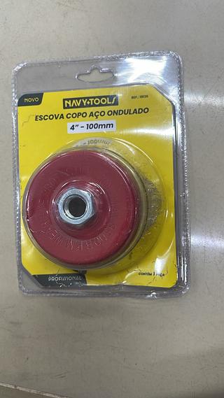 ESCOVA COPO AÇO ONDULADO 4''-100MM NAVY+TOOLS