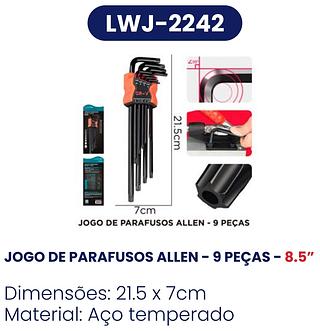 JOGO DE PARAFUSOS ALLEN-9PECAS 8.5`` LUATEK