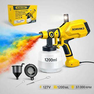PISTOLA DE PINTURA PULVERIZADORA ELETRICA COM LED - 127V 550W BOMVINK