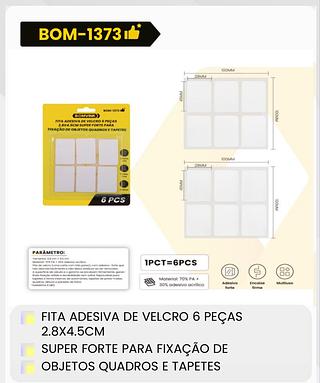 FITA ADESIVA DE VELCRO 6 PEÇAS 2.8X4.5CM BOMVINK