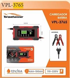 CARREGADOR DE BATERIA 12V/6A 4AH-100AH TORQUEHAMMER