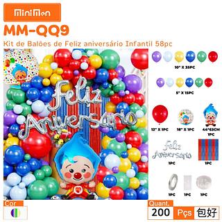 PACOTE DE BALÕES FELIZ ANIVERSARIO 58PCS MINIMEN