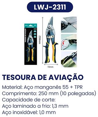 TESOURA DE AVIACAO 250MM 10'' LUATEK